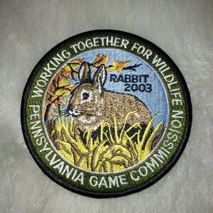 VINTAGE EMBROIDERED PATCH Pennsylvania Game Commission 2003 Rabbit